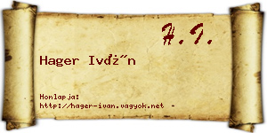 Hager Iván névjegykártya