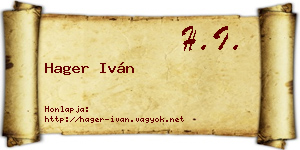 Hager Iván névjegykártya